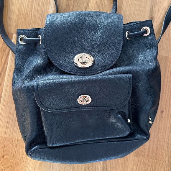 Small Coach Navy Leather Backpack - Picture 2 of 2